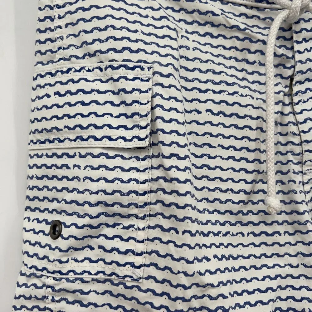 J.Crew Men’s “The Original Shortboard” Swim Trunks Size 29 Blue Wave Print